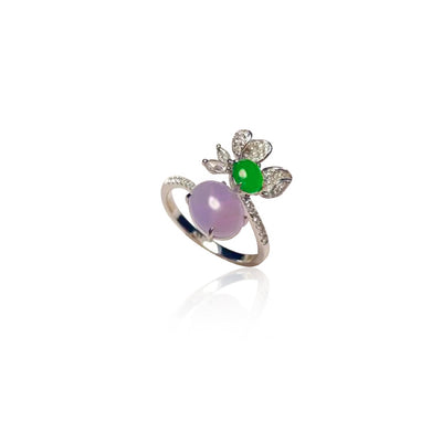 Butterfly JADEITE CABOCHONS RING IN 18K WHITE GOLD