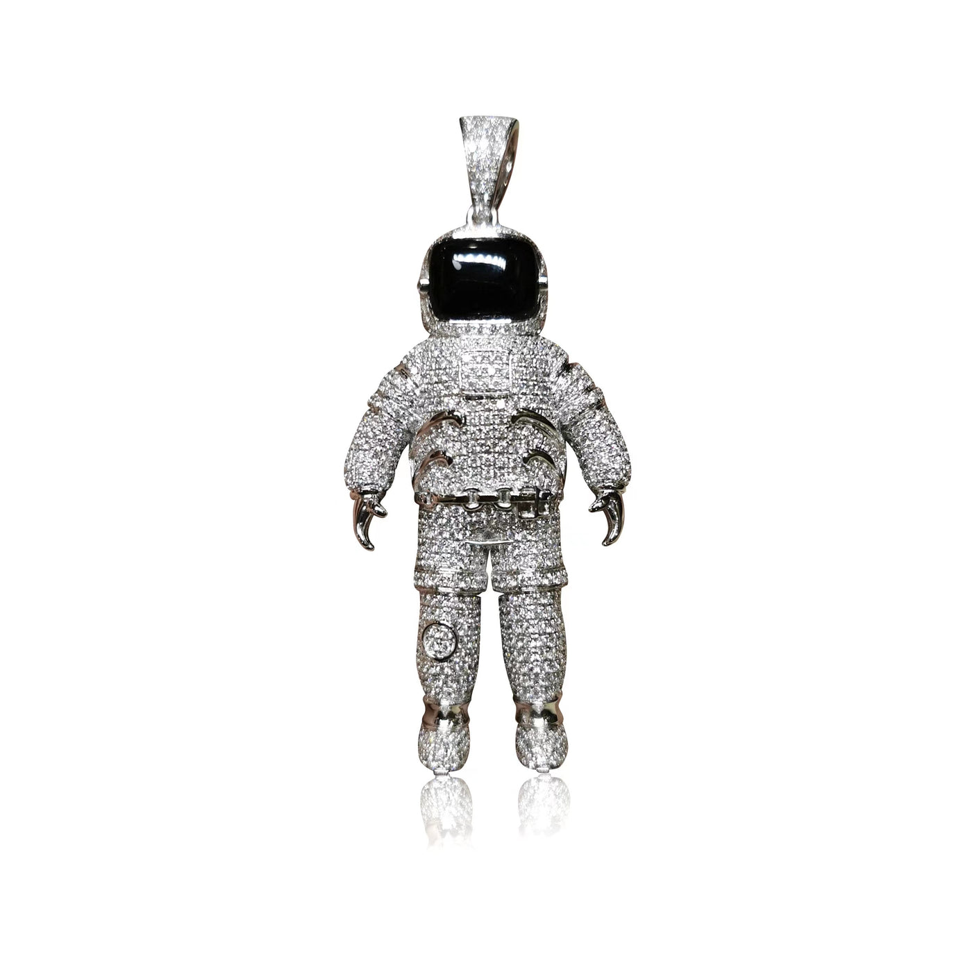 Omphacite Jadeite Astronaut Pendant in 18K White Gold and Diamonds